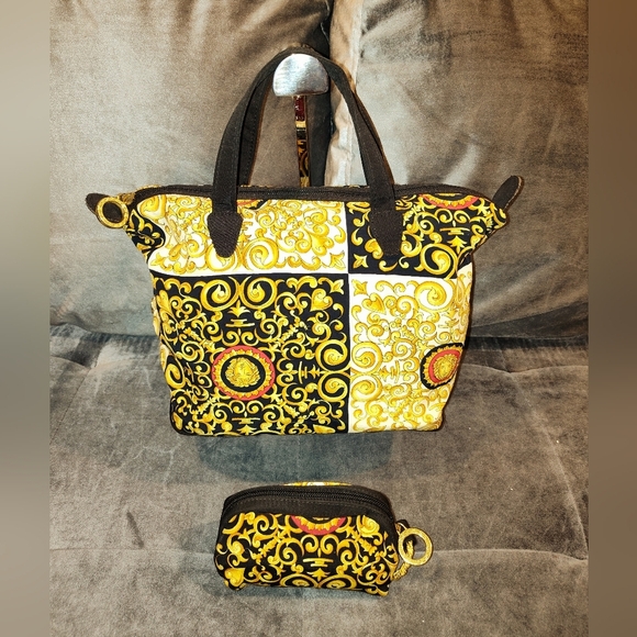 NWOT Authentic Gianni Versace Baroque Medusa Fabric Matching Handbag Set - Picture 13 of 16